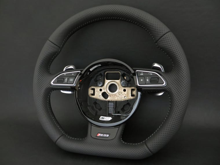 画像2: Audi純正RS Q3(8U)用オールパンチングフラットボトムステアリング